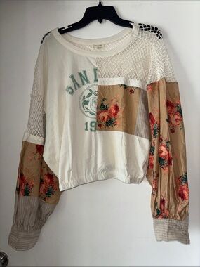 Pilcro Patchwork Cropped Top